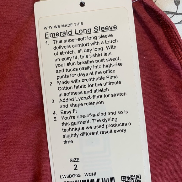 Lululemon Emerald Long Sleeve wash NWT - Picture 8 of 9